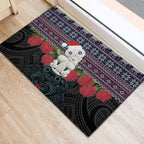 New Zealand Hei Tiki Christmas In July Rubber Doormat Pohutukawa Santa Xmas Polynesian Pattern