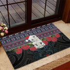 New Zealand Hei Tiki Christmas In July Rubber Doormat Pohutukawa Santa Xmas Polynesian Pattern