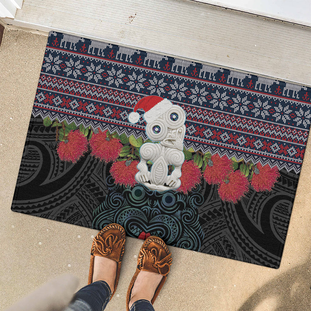 New Zealand Hei Tiki Christmas In July Rubber Doormat Pohutukawa Santa Xmas Polynesian Pattern