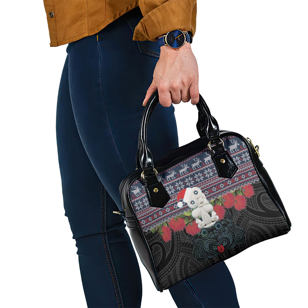 New Zealand Hei Tiki Christmas In July Shoulder Handbag Pohutukawa Santa Xmas Polynesian Pattern