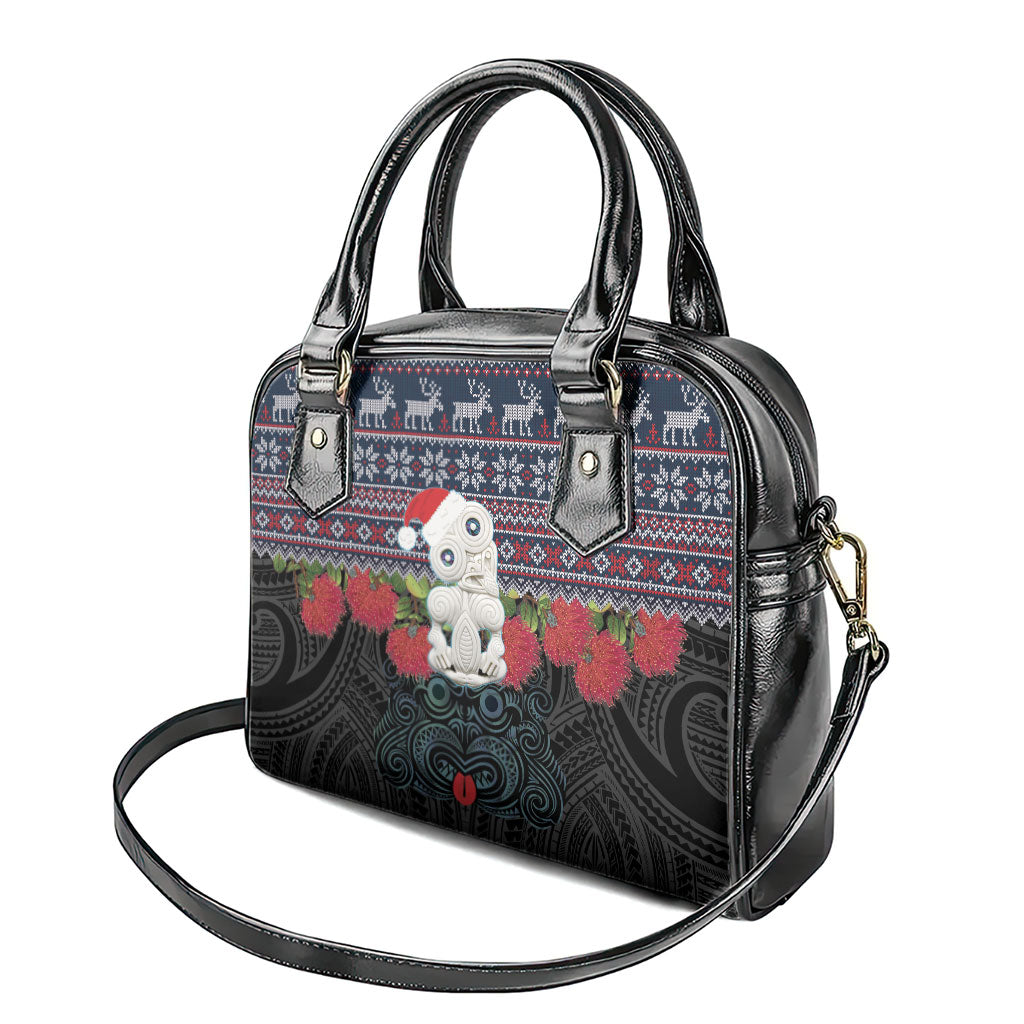 New Zealand Hei Tiki Christmas In July Shoulder Handbag Pohutukawa Santa Xmas Polynesian Pattern