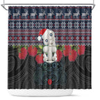 New Zealand Hei Tiki Christmas In July Shower Curtain Pohutukawa Santa Xmas Polynesian Pattern