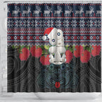 New Zealand Hei Tiki Christmas In July Shower Curtain Pohutukawa Santa Xmas Polynesian Pattern