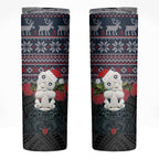 New Zealand Hei Tiki Christmas In July Skinny Tumbler Pohutukawa Santa Xmas Polynesian Pattern