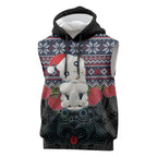 New Zealand Hei Tiki Christmas In July Sleeveless Hoodie Pohutukawa Santa Xmas Polynesian Pattern