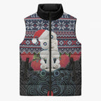 New Zealand Hei Tiki Christmas In July Sleeveless Puffer Jacket Pohutukawa Santa Xmas Polynesian Pattern