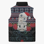 New Zealand Hei Tiki Christmas In July Sleeveless Puffer Jacket Pohutukawa Santa Xmas Polynesian Pattern