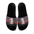 New Zealand Hei Tiki Christmas In July Slide Sandals Pohutukawa Santa Xmas Polynesian Pattern