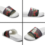New Zealand Hei Tiki Christmas In July Slide Sandals Pohutukawa Santa Xmas Polynesian Pattern
