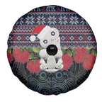 New Zealand Hei Tiki Christmas In July Spare Tire Cover Pohutukawa Santa Xmas Polynesian Pattern