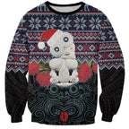 New Zealand Hei Tiki Christmas In July Sweatshirt Pohutukawa Santa Xmas Polynesian Pattern