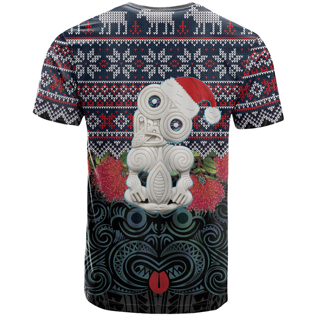 New Zealand Hei Tiki Christmas In July T Shirt Pohutukawa Santa Xmas Polynesian Pattern