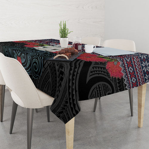 New Zealand Hei Tiki Christmas In July Tablecloth Pohutukawa Santa Xmas Polynesian Pattern