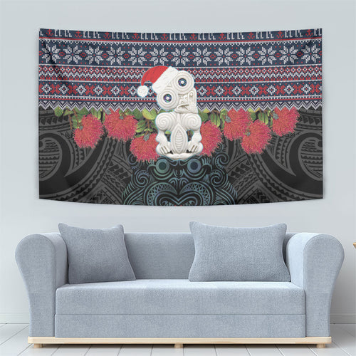 New Zealand Hei Tiki Christmas In July Tapestry Pohutukawa Santa Xmas Polynesian Pattern
