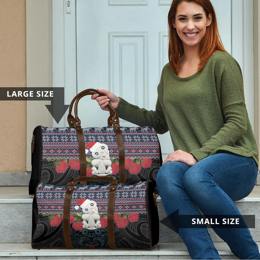 New Zealand Hei Tiki Christmas In July Travel Bag Pohutukawa Santa Xmas Polynesian Pattern