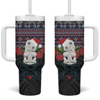 New Zealand Hei Tiki Christmas In July Tumbler With Handle Pohutukawa Santa Xmas Polynesian Pattern