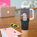 New Zealand Hei Tiki Christmas In July Tumbler With Handle Pohutukawa Santa Xmas Polynesian Pattern