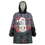 New Zealand Hei Tiki Christmas In July Wearable Blanket Hoodie Pohutukawa Santa Xmas Polynesian Pattern