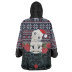 New Zealand Hei Tiki Christmas In July Wearable Blanket Hoodie Pohutukawa Santa Xmas Polynesian Pattern
