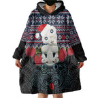 New Zealand Hei Tiki Christmas In July Wearable Blanket Hoodie Pohutukawa Santa Xmas Polynesian Pattern