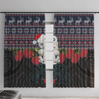 New Zealand Hei Tiki Christmas In July Window Curtain Pohutukawa Santa Xmas Polynesian Pattern