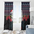 New Zealand Hei Tiki Christmas In July Window Curtain Pohutukawa Santa Xmas Polynesian Pattern