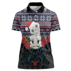 New Zealand Hei Tiki Christmas In July Women Polo Shirt Pohutukawa Santa Xmas Polynesian Pattern