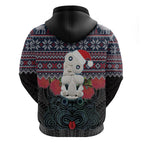 New Zealand Hei Tiki Christmas In July Zip Hoodie Pohutukawa Santa Xmas Polynesian Pattern