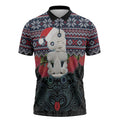 New Zealand Hei Tiki Christmas In July Zipper Polo Shirt Pohutukawa Santa Xmas Polynesian Pattern