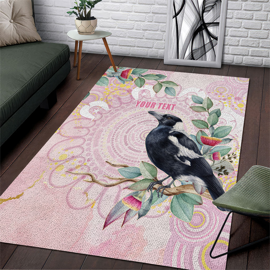 Magpie NAIDOC Week 2026 Personalised Area Rug 50 Years Deadly Eucalyptus Blossoms Aboriginal Art