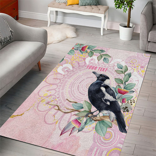 Magpie NAIDOC Week 2026 Personalised Area Rug 50 Years Deadly Eucalyptus Blossoms Aboriginal Art