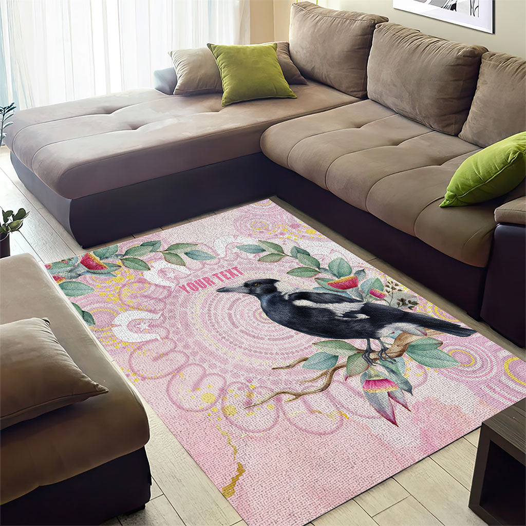 Magpie NAIDOC Week 2026 Personalised Area Rug 50 Years Deadly Eucalyptus Blossoms Aboriginal Art