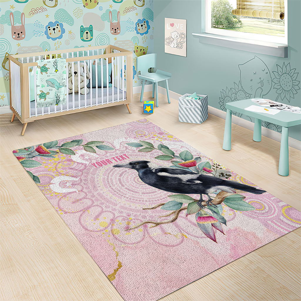 Magpie NAIDOC Week 2026 Personalised Area Rug 50 Years Deadly Eucalyptus Blossoms Aboriginal Art
