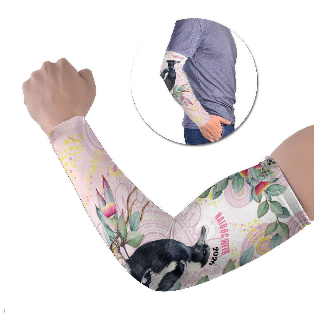Magpie NAIDOC Week 2026 Personalised Arm Sleeves 50 Years Deadly Eucalyptus Blossoms Aboriginal Art