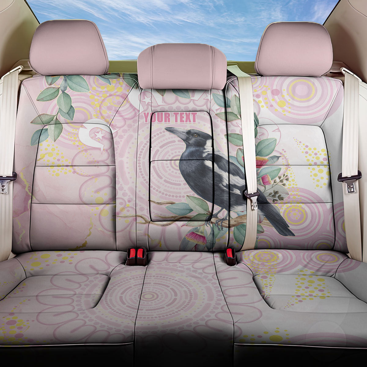 Magpie NAIDOC Week 2026 Personalised Back Car Seat Cover 50 Years Deadly Eucalyptus Blossoms Aboriginal Art