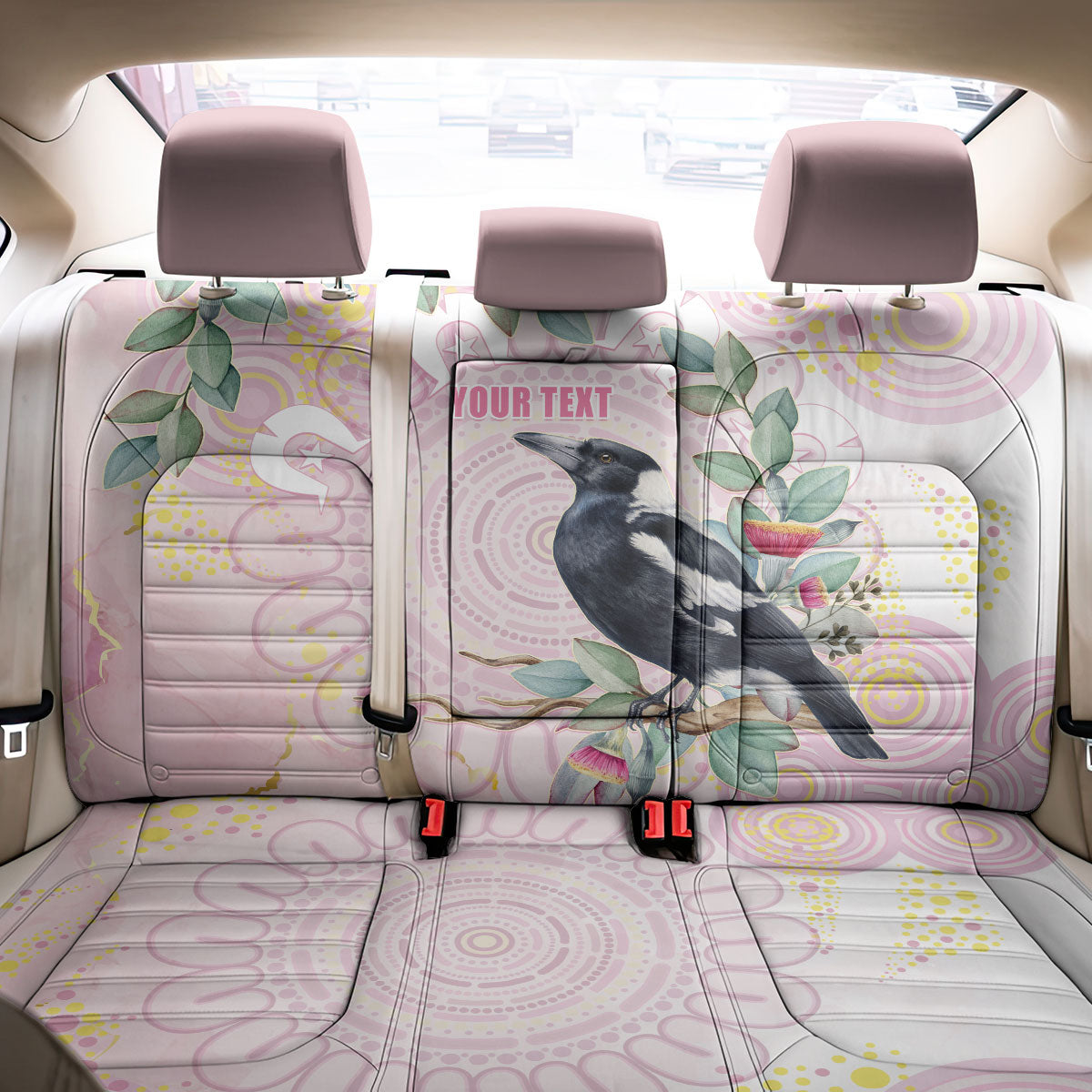 Magpie NAIDOC Week 2026 Personalised Back Car Seat Cover 50 Years Deadly Eucalyptus Blossoms Aboriginal Art