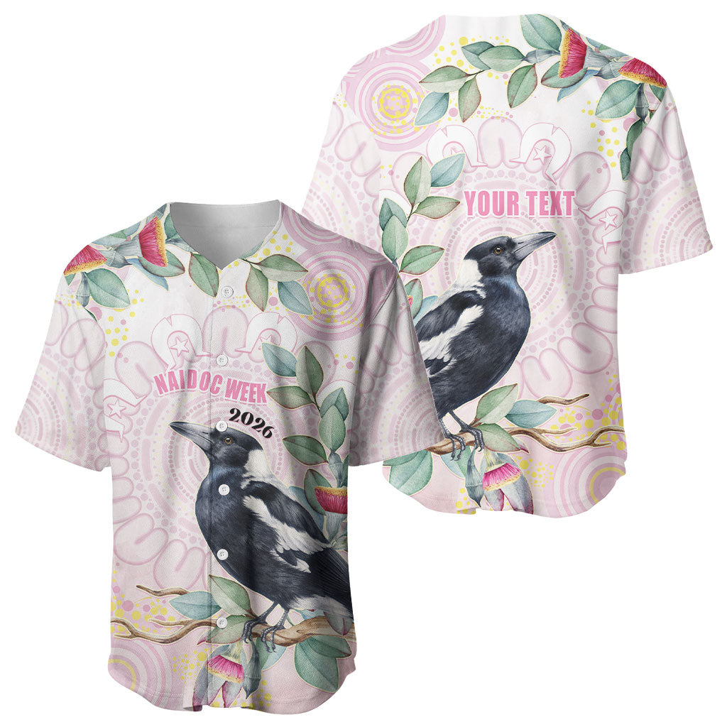 Magpie NAIDOC Week 2026 Personalised Baseball Jersey 50 Years Deadly Eucalyptus Blossoms Aboriginal Art
