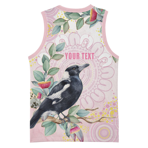 Magpie NAIDOC Week 2026 Personalised Basketball Jersey 50 Years Deadly Eucalyptus Blossoms Aboriginal Art
