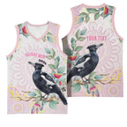 Magpie NAIDOC Week 2026 Personalised Basketball Jersey 50 Years Deadly Eucalyptus Blossoms Aboriginal Art