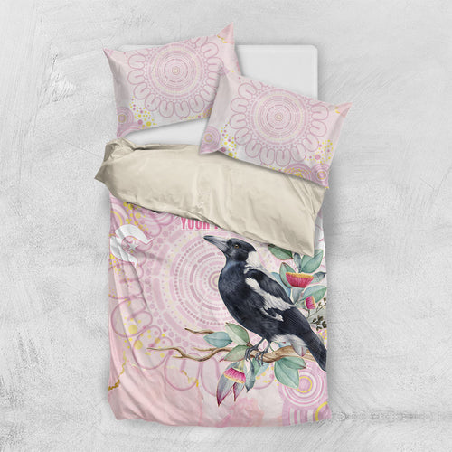 Magpie NAIDOC Week 2026 Personalised Bedding Set 50 Years Deadly Eucalyptus Blossoms Aboriginal Art