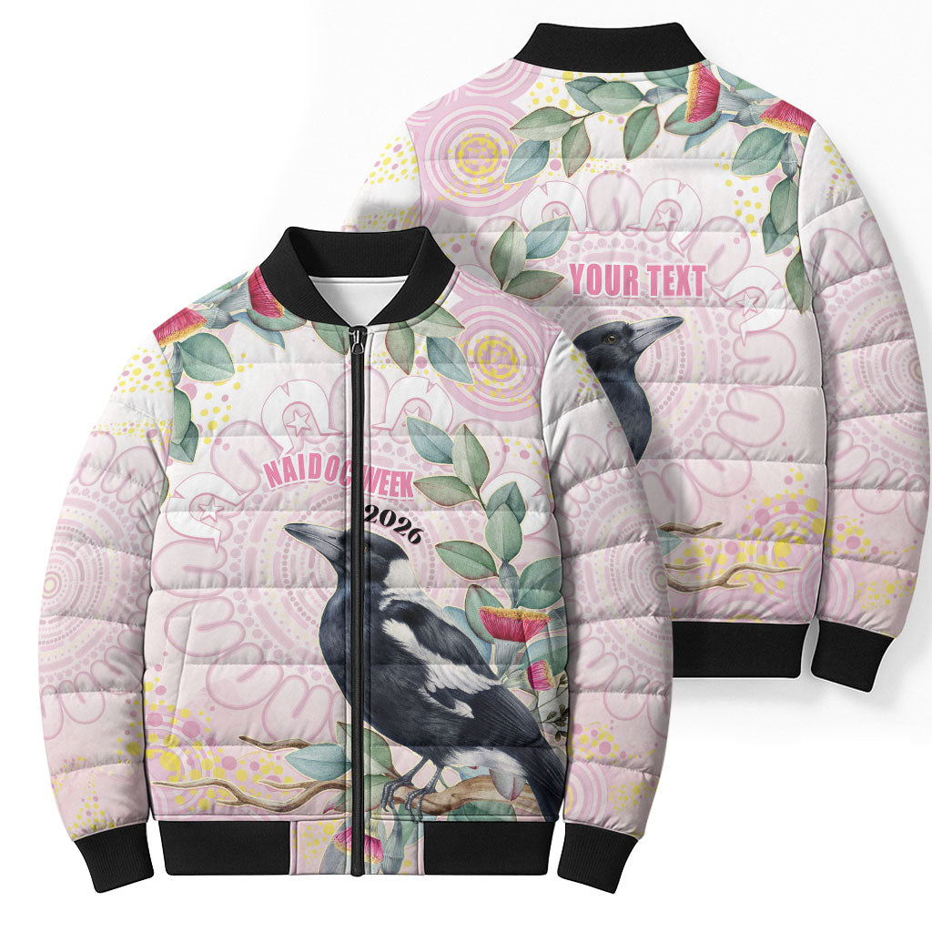 Magpie NAIDOC Week 2026 Personalised Bomber Puffer Jacket 50 Years Deadly Eucalyptus Blossoms Aboriginal Art