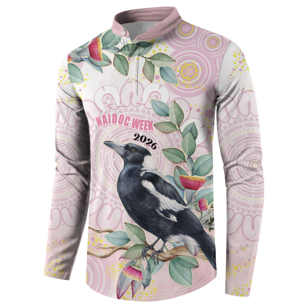 Magpie NAIDOC Week 2026 Personalised Button Sweatshirt 50 Years Deadly Eucalyptus Blossoms Aboriginal Art