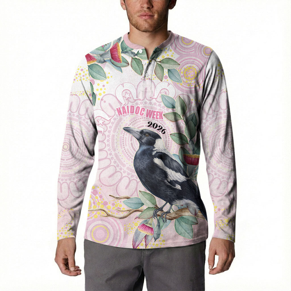 Magpie NAIDOC Week 2026 Personalised Button Sweatshirt 50 Years Deadly Eucalyptus Blossoms Aboriginal Art