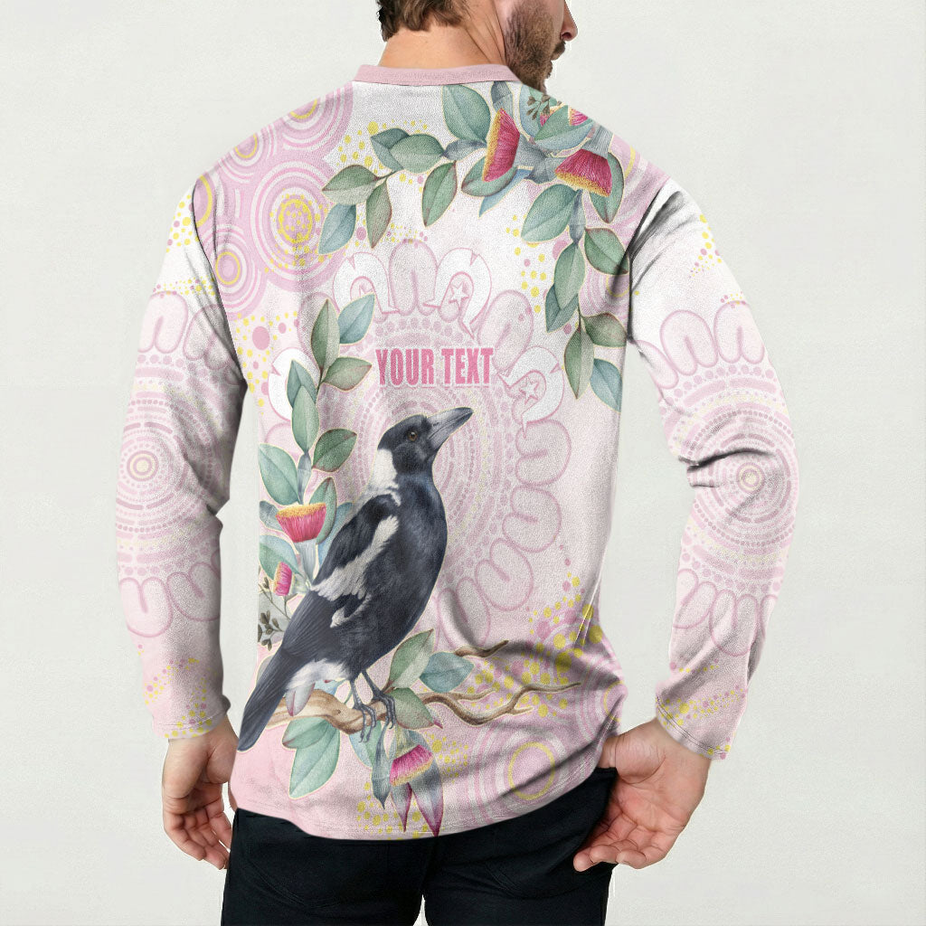 Magpie NAIDOC Week 2026 Personalised Button Sweatshirt 50 Years Deadly Eucalyptus Blossoms Aboriginal Art
