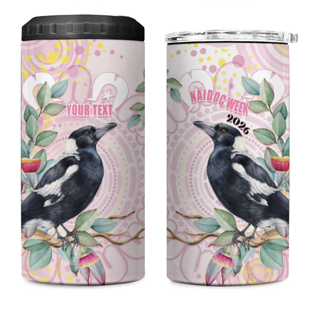 Magpie NAIDOC Week 2026 Personalised 4 in 1 Can Cooler Tumbler 50 Years Deadly Eucalyptus Blossoms Aboriginal Art
