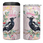 Magpie NAIDOC Week 2026 Personalised 4 in 1 Can Cooler Tumbler 50 Years Deadly Eucalyptus Blossoms Aboriginal Art