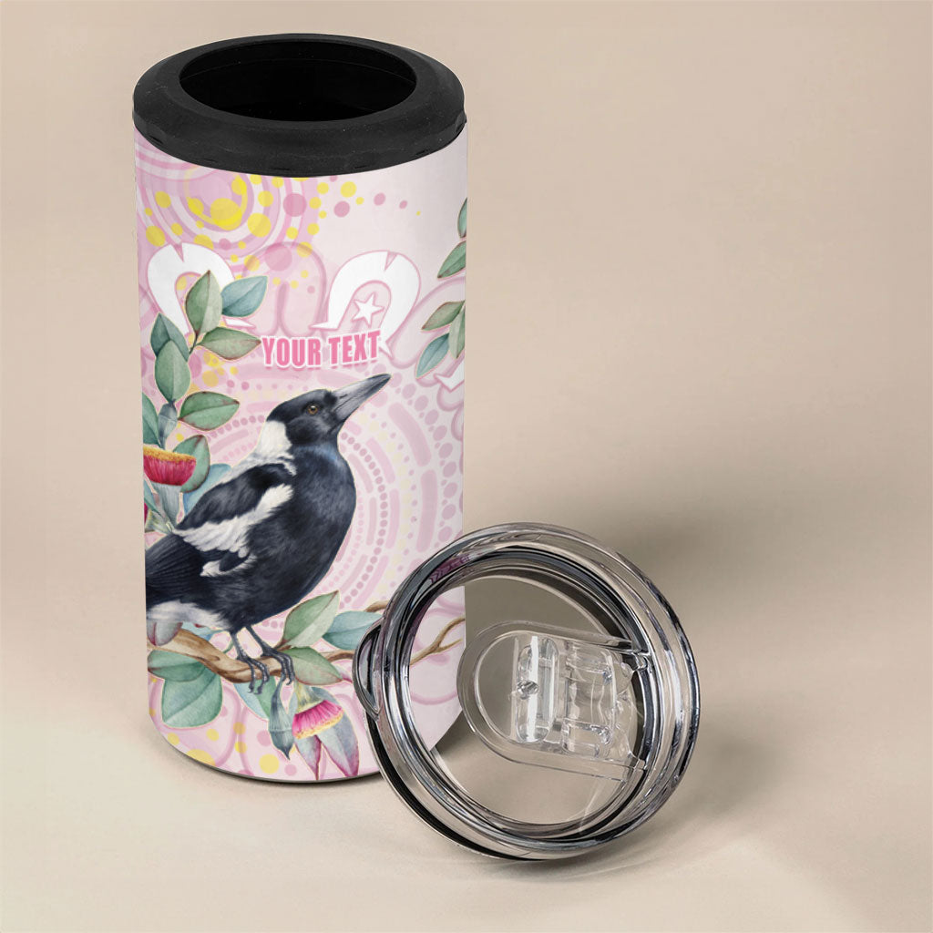 Magpie NAIDOC Week 2026 Personalised 4 in 1 Can Cooler Tumbler 50 Years Deadly Eucalyptus Blossoms Aboriginal Art