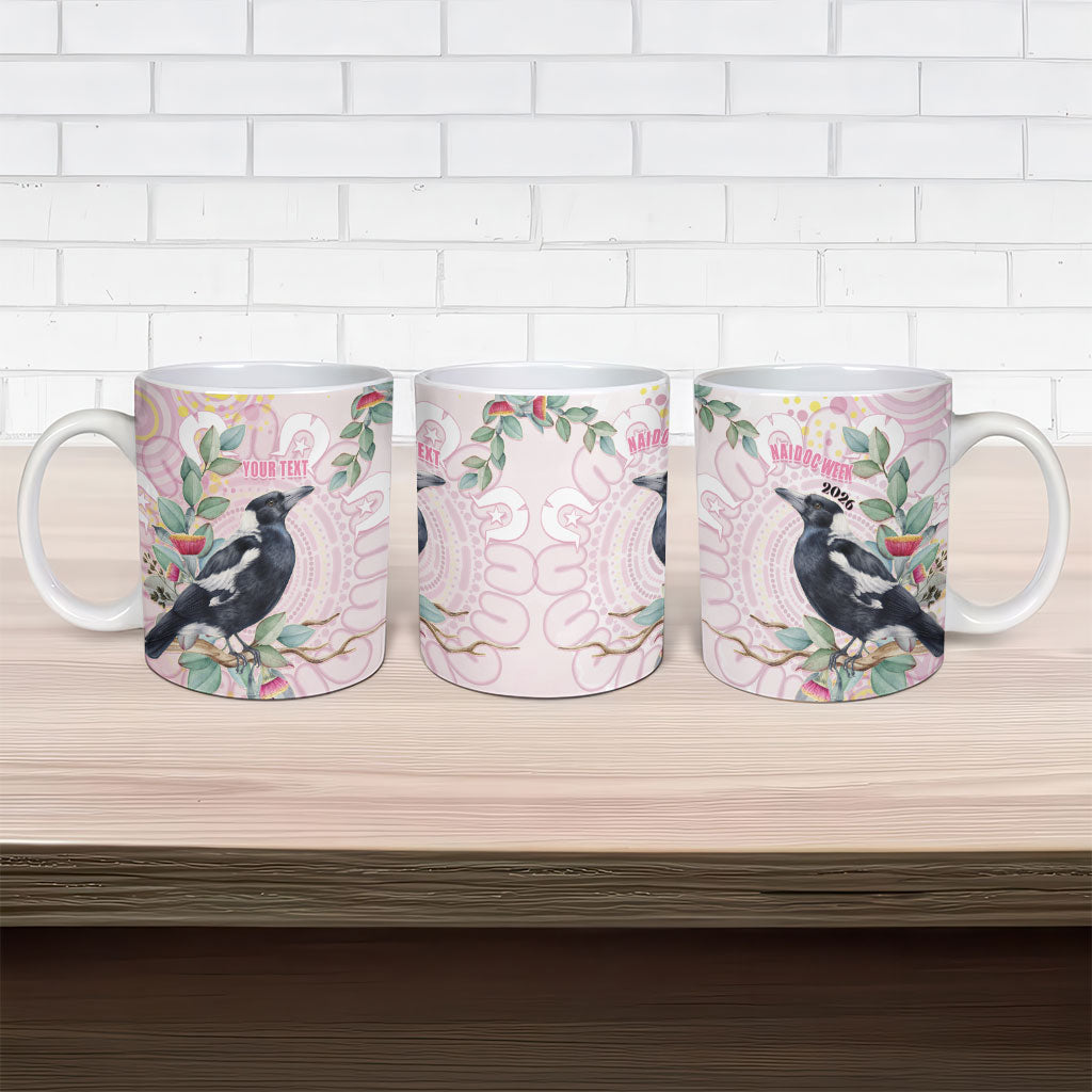 Magpie NAIDOC Week 2026 Personalised Ceramic Mug 50 Years Deadly Eucalyptus Blossoms Aboriginal Art