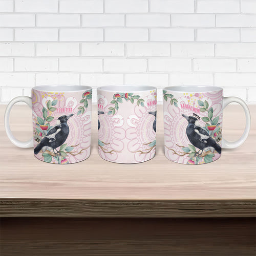 Magpie NAIDOC Week 2026 Personalised Ceramic Mug 50 Years Deadly Eucalyptus Blossoms Aboriginal Art