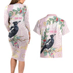 Magpie NAIDOC Week 2026 Personalised Couples Matching Long Sleeve Bodycon Dress and Hawaiian Shirt 50 Years Deadly Eucalyptus Blossoms Aboriginal Art